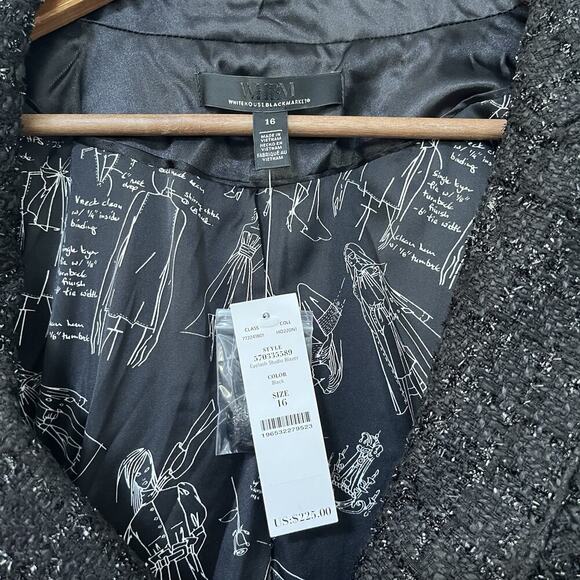 WHBM Studio Tweed Double Breasted Blazer Size 16 Black Goth Witchy Career NWT - Picture 9 of 11